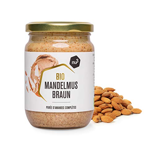 nu3 Crema de almendra para untar - 250 g en tarro de vidrio - Puré de almendra (con cáscara) natural nativa de España e Italia - Mantequilla de semillas orgánicas enteras molidas - 100% sabor natural