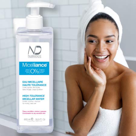 NUBIANCE - 2x500ml Agua Micelar Purificante, Express 3-en-1, Alta Tolerancia, Gran Formato 500ml Miceliancia 0%. Piel Sensible, Mixta a Grasa, 500ml, Limpia Impurezas