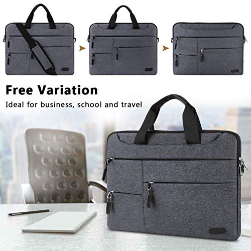 NUBILY Maletin Ordenador Portatil 15,6 Pulgadas Hombre Mujer Bolso Bandolera Impermeable para portátiles Protectora Compatible Trabajo Bolsa Gris Oscuro