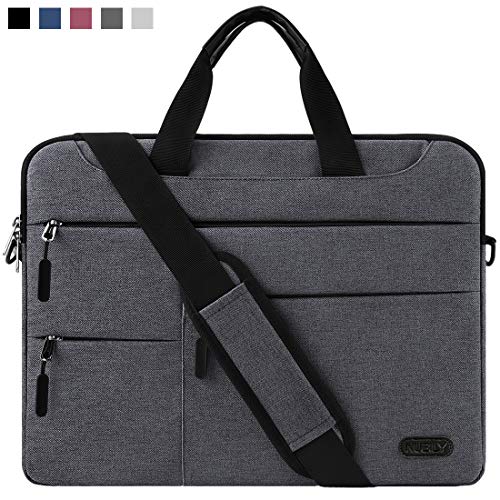 NUBILY Maletin Ordenador Portatil 15,6 Pulgadas Hombre Mujer Bolso Bandolera Impermeable para portátiles Protectora Compatible Trabajo Bolsa Gris Oscuro