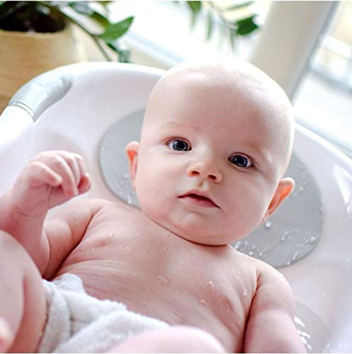 Nuby - Bañera para bebé con asiento integrado y reposacabezas siave - para bebes de 0 a 3 meses - color blanco y gris
