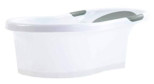 Nuby - Bañera para bebé con asiento integrado y reposacabezas siave - para bebes de 0 a 3 meses - color blanco y gris