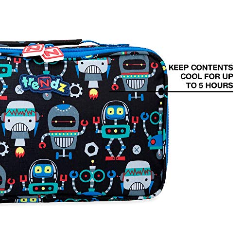 Nuby Trendz #Bytes Single Decker Insulated Lunch Bag, Robots Bolsa Escolar, 26 cm, Negro (Black, Multicoloured)