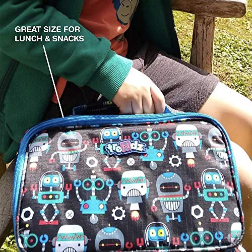 Nuby Trendz #Bytes Single Decker Insulated Lunch Bag, Robots Bolsa Escolar, 26 cm, Negro (Black, Multicoloured)