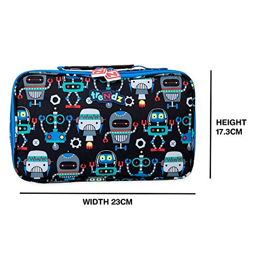 Nuby Trendz #Bytes Single Decker Insulated Lunch Bag, Robots Bolsa Escolar, 26 cm, Negro (Black, Multicoloured)