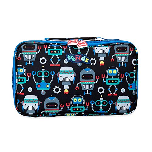 Nuby Trendz #Bytes Single Decker Insulated Lunch Bag, Robots Bolsa Escolar, 26 cm, Negro (Black, Multicoloured)