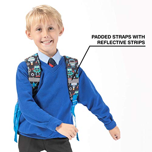 Nuby Trendz Kids Large Backpack, Robots Mochila Infantil, 39 cm, 10 Liters, Azul (Blue, Multicoloured)