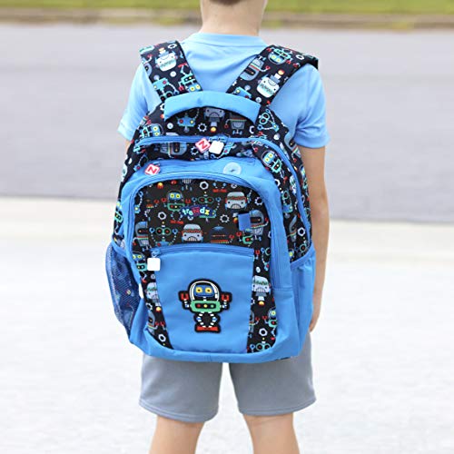 Nuby Trendz Kids Large Backpack, Robots Mochila Infantil, 39 cm, 10 Liters, Azul (Blue, Multicoloured)