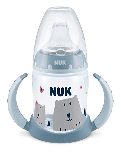 NUK 10215312 Hello Adventure First Choice - Botella infantil (150 ml, a prueba de fugas, 6-18 meses, 1 unidad), color azul