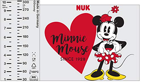 NUK Disney Mickey First Choice+ - Biberón de polipropileno para bebés (con tetina anticólicos, silicona, a partir de 6-18 meses, 300 ml) rojo Rojo (nuevo).