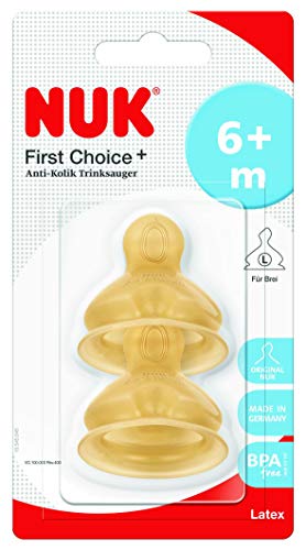 NUK First Choice 10713239 tetina, de látex, 6-18 Meses, 2 piezas, Beige, L