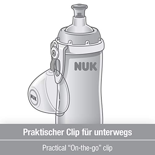 NUK Junior Cup taza aprendizaje, boquilla retráctil con clip y tapa protectora, sin-BPA, 300 ml, azul