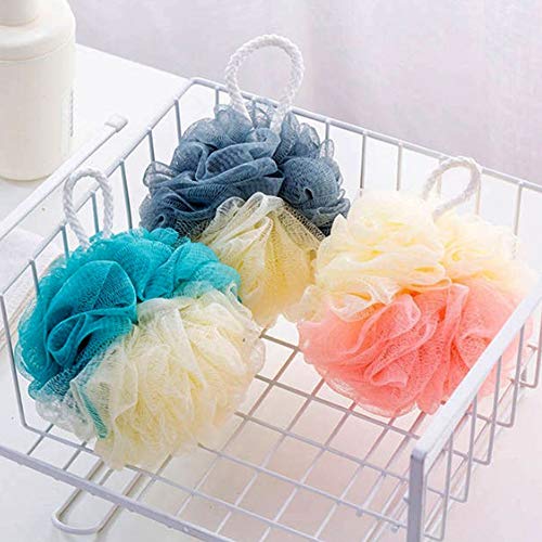 Nuluxi Bola de Ducha Baño Para Cuerpo Esponjas de Flor de Baño Esponja de Masaje con Jabón de Ducha Ducha Esponja Loofahs Malla Adecuado para Limpia y Revitaliza Piel y Darle una Piel Suave(4 Piezas)