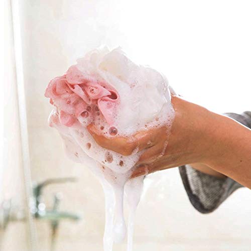 Nuluxi Bola de Ducha Baño Para Cuerpo Esponjas de Flor de Baño Esponja de Masaje con Jabón de Ducha Ducha Esponja Loofahs Malla Adecuado para Limpia y Revitaliza Piel y Darle una Piel Suave(4 Piezas)