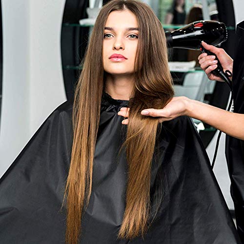 Nuluxi Capa de Peluquería con Cepillos de Cuello Capa de Corte de Pelo Negro Repelente al Agua Pincel Cuello Plumero Profesional Salón Adecuado para Corte de Pelo Adultos, Peluqueria,Tinte y Mechas