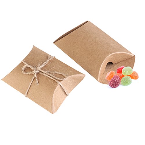 NUOLUX Kraft Vintage Boxes Brown Shabby Rústico Wrapping Gift Candy Boxes con la boda de la cuerda Favor Pack de 50