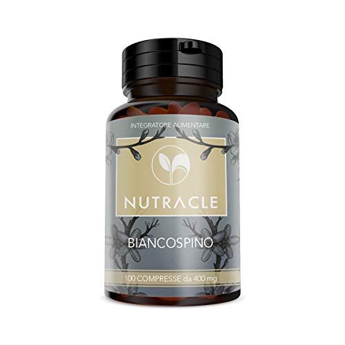 NUTRACLE - 100 tabletas de Crataegus monogyna (espino organico) de 400mg - Remedio natural contra el estrés, Ayuda a normalizar la presión arterial