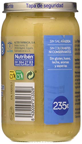 Nutribén 8430094313328 Potitos Suprema de Merluza con Guisantes y Zanahorias desde los 6 Meses 235 g, 1 Unidad