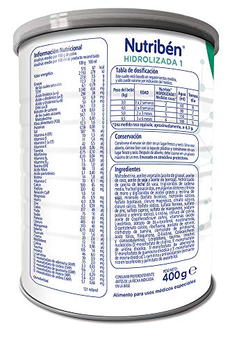 Nutribén - Leche Infantil Hidrolizada 1 desde el primer día - 400 gr.