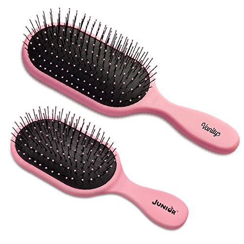 NuWay 4Hair! Pro 2 piece brush-set for All Hair Types! (Detangles Thin, Fine, Thick, Wet, Curly, and Natural hair) - Reduced Static! - Hair Dryer Safe! (Pink)