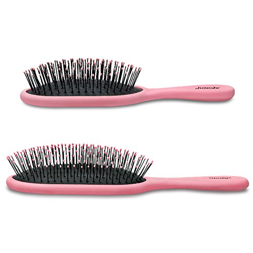 NuWay 4Hair! Pro 2 piece brush-set for All Hair Types! (Detangles Thin, Fine, Thick, Wet, Curly, and Natural hair) - Reduced Static! - Hair Dryer Safe! (Pink)