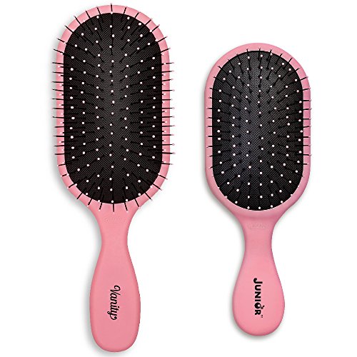 NuWay 4Hair! Pro 2 piece brush-set for All Hair Types! (Detangles Thin, Fine, Thick, Wet, Curly, and Natural hair) - Reduced Static! - Hair Dryer Safe! (Pink)