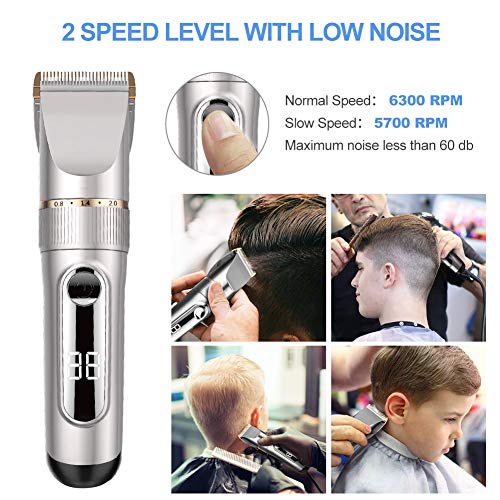 NWOUIIAY Cortapelos para Hombres Eléctrico Impermeable IPX7 Máquina de Cortar Pelo Profesional Cortadora de Pelo con 6 Peines Guía