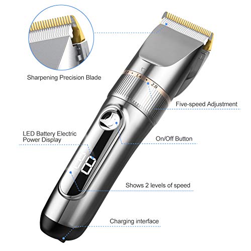 NWOUIIAY Cortapelos para Hombres Eléctrico Impermeable IPX7 Máquina de Cortar Pelo Profesional Cortadora de Pelo con 6 Peines Guía