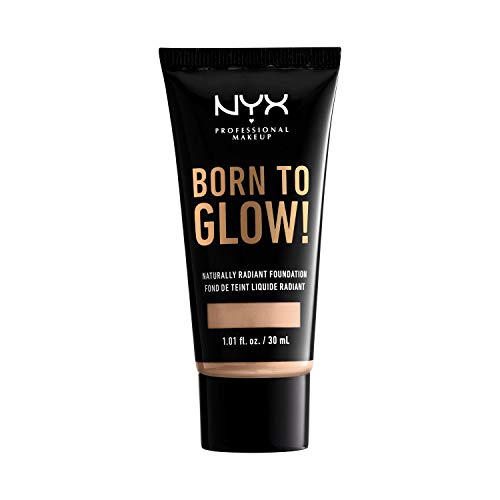 NYX Professional Makeup Base de Maquillaje Born to Glow Radiant Foundation, Acabado Radiante, Cobertura Media Modulable, Fórmula Vegana, Tono: Vanilla