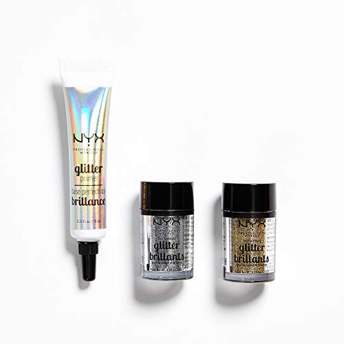 NYX Professional Makeup - Kit de Glitter Effects con Primer y Glitter para Rostro y Cuerpo - Tonos Dorado y Plateado