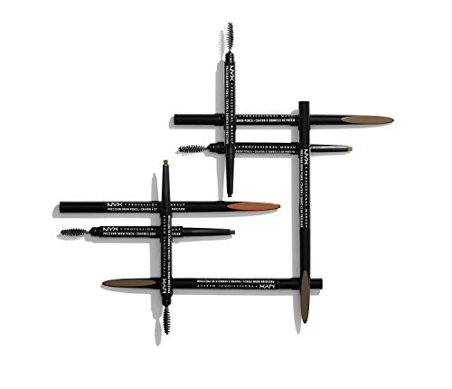 NYX Professional Makeup Lápiz de cejas Precision Brow Pencil, Dos lados: lápiz de cejas y cepillo espiral, Fórmula vegana, Tono: Espresso