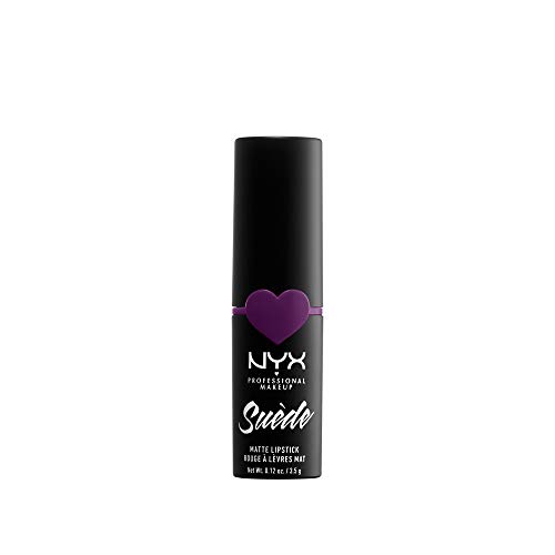NYX Professional Makeup NYX Professional Makeup Barra de Labios Mate de Larga duración y Cobertura Total Suede Matte Lipstick Tono 17 STFU Color Morado, Mujer, Talla única