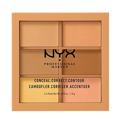 NYX Professional Makeup Paleta de correctores y contouring Conceal, Correct, Contour Palette, 6 sombras, Textura cremosa, Tono: Medium