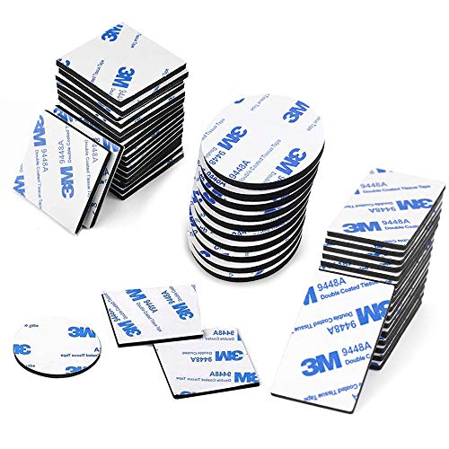 O-Kinee 130 Piezas Pad Adhesivo, Espuma Adhesiva de Doble Cara Cinta Adhesiva Fuerte de Montaje, Rectángulo Cuadrado y Redondo (Negro)