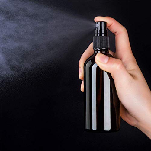 O-Kinee Spray de Vidrio ámbar 8 pcs Botella de Vidrio ámbar Vacía con Pulverizador Negro de Niebla Fina Vacía para Aromaterapia,Primeros Auxilios,Tamaño de Viaje,Líquidos Químicos (100ml)