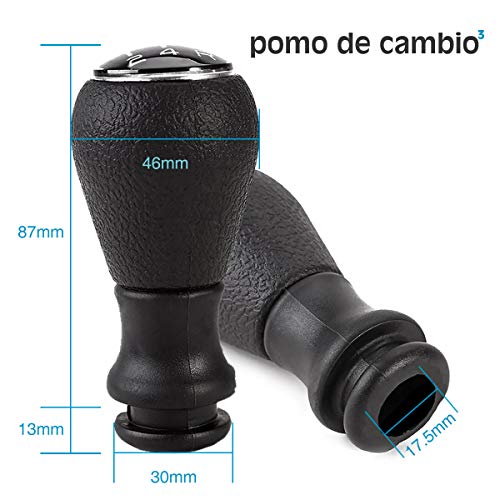 O³ Pomo Palanca de Cambios Universal 5 Velocidades - Palanca de Cambios Coche - Negro - 206-106-107-205-207-306-406/C1-2-3-Saxo