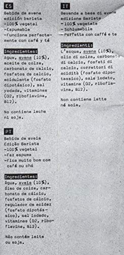 Oatly, Leche (Avena, Barista Edition) - 6 de 1000 ml. (Total 6000 ml.)