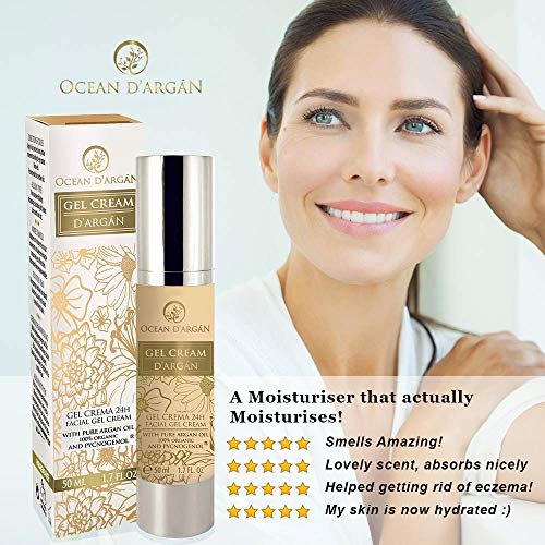 OCEAN D’ARGÁN - Crema Hidratante Facial Mujer- Fabricada en España- Con Argan, Vitamina E, Pycnogenol | Crema Ligera para todo tipo de piel | Día y Noche | Sin Parabenos