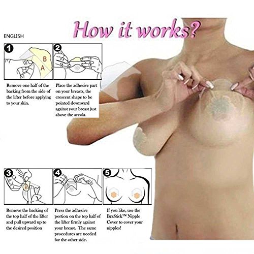 OcioDual 10 Pegatinas Parches Realza Pechos Invisible Bra Pezoneras Sin Sujetador Levanta Realzador de Senos Adhesivos Sube