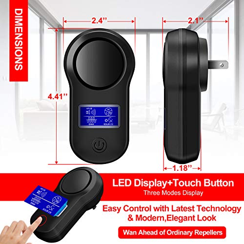 ODLICNO Repelente Ultrasónico, Control Ultrasónico de Plagas, Plugin de Control Interior para Repeler Araña, Pulga, Mosquitos, Hormigas, Cucarachas, Mosca,No-Tóxicos