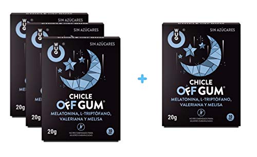 OFERTA 3+1 WUG CHICLE OFF GUM - Ayuda a Mejorar los Estados de Estrés y Ansiedad, Sabor a Menta, Pack 4 cajas (4 x 10 uds)