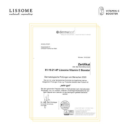 OFERTA INICIAL: lissome - Sérum facial con vitamina C de alta concentración 30 % - sérum con ácido hialurónico, para el contorno de ojos - Cosmética natural de Alemania (45ml)
