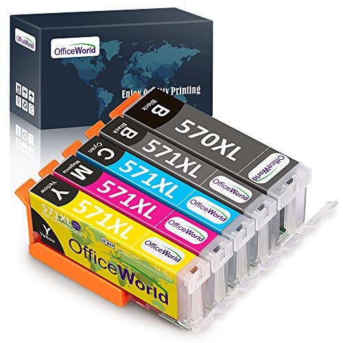 OfficeWorld - Cartuchos de tinta para Canon PGI-570 CLI-571 (compatible con Canon Pixma MG5750 TS5050 MG5751 MG5753 MG6850 MG6851 MG6852 TS5051 TS5053 TS5055 TS6050 TS6051)
