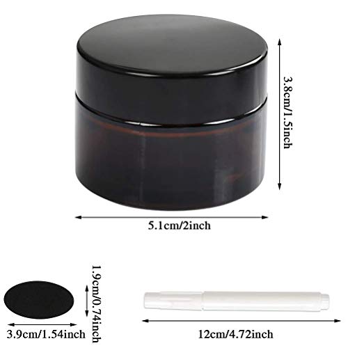 OFNMY 10pcs Botes de Cristal Multipropósito (30g) + 1 Pegatina + 1 Bolígrafo para se Utiliza en Frascos de Medicina, Mermeladas, Cremas, Botellas de Loción (Marrón)