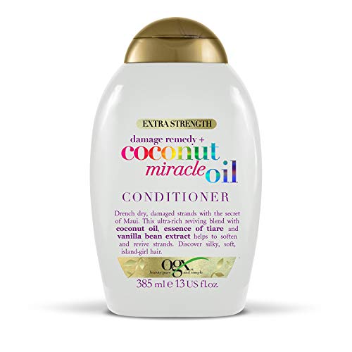 OGX, Acondicionador Coconut Miracle Oil Extra Strength, Repara y Revive, Cabellos Dañados, 385ml