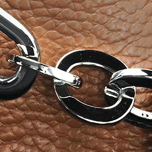 OH MY BAG - Bolso modelo DENZEL-en auténtica piel granulada para hombro y mano y bandolera, fabricado en Italia, para mujer, elegante, azul, pato, talla única, (coñac), Talla única