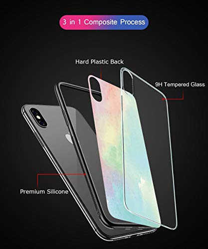 Oihxse Colorido Gradual Cristal Estilo Case Compatible con Huawei P10 Lite/Nova Lite Funda Vidrio Templado Trasera Carcasa Borde de Silicona Suave Protectora Ultra Fino Anti-arañazos