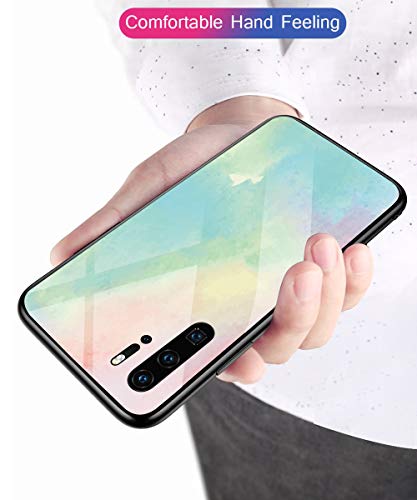 Oihxse Colorido Gradual Cristal Estilo Case Compatible con Huawei P10 Lite/Nova Lite Funda Vidrio Templado Trasera Carcasa Borde de Silicona Suave Protectora Ultra Fino Anti-arañazos