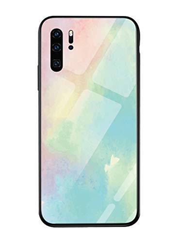 Oihxse Colorido Gradual Cristal Estilo Case Compatible con Huawei P10 Lite/Nova Lite Funda Vidrio Templado Trasera Carcasa Borde de Silicona Suave Protectora Ultra Fino Anti-arañazos