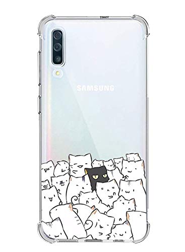 Oihxse Funda Compatible para iPhone 11 Ultra Delgada Ligera Transparente Silicona TPU Gel Suave Carcasa Elegante Patrón Lindo Bumper Anti-Rasguño Protector Caso Case (Gato Negro Blanco)